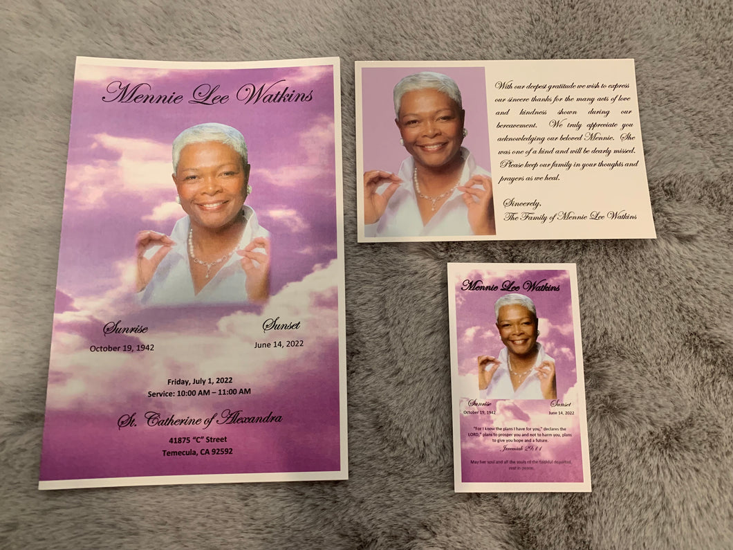 Obituaries, Prayer and Thank you Cards